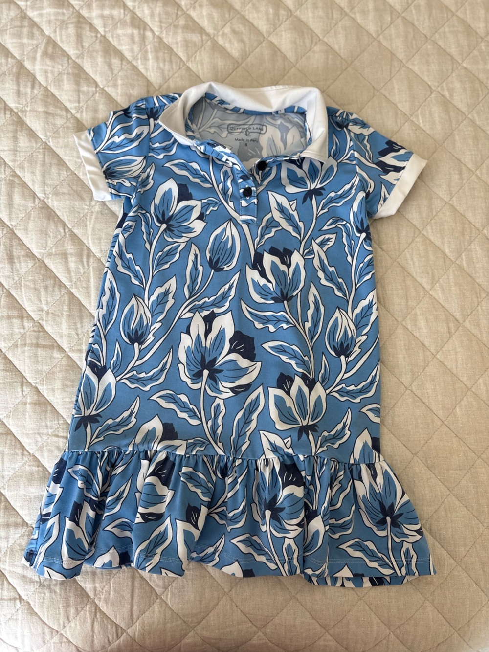 Duffield Lane Blue and White Floral Polo Mini Dress
